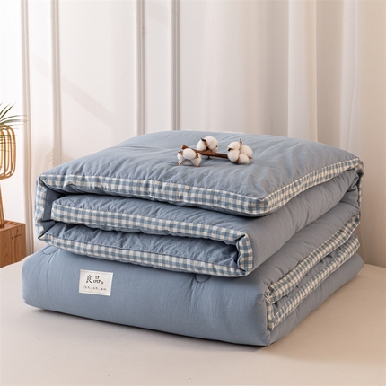 91家纺网 家纺一手货源 找家纺 （总）2024新款无印风棋盘格立体边大豆纤维冬被 风格二