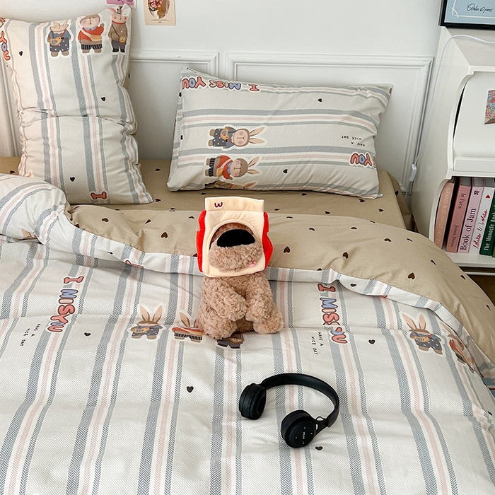 91家纺网 家纺一手货源 找家纺 昔可 2024新款13070全棉四件套系列（第三批） 三只小兔