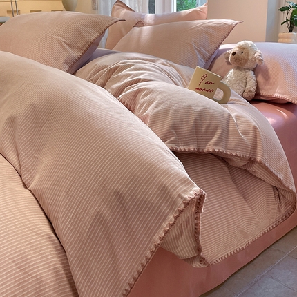 91家纺网 家纺一手货源 找家纺 （总）蓝邻家纺 2025秋冬新款加厚全棉磨毛贝壳边四件套系列