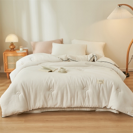 2024新款b类纯棉华夫格提花100%新疆棉花冬被 风格一 华夫格棉花被-本白