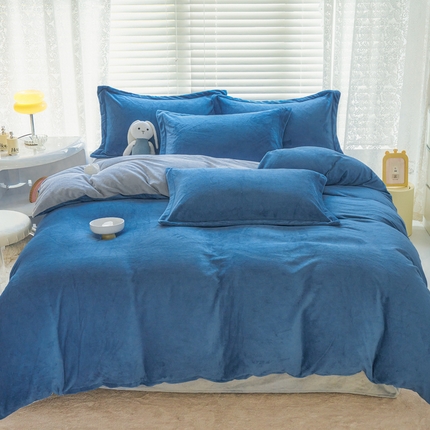 91家纺网 家纺一手货源 找家纺 【91特价】慕晨 加厚牛奶绒纯色拼色四件套（花型随机发货）