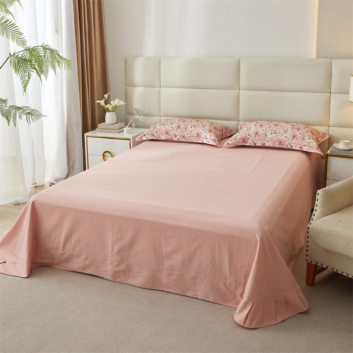 91家纺网 家纺一手货源 找家纺 品乐家纺 2024新款32支全棉超柔生态磨毛四件套 爱在花开-粉