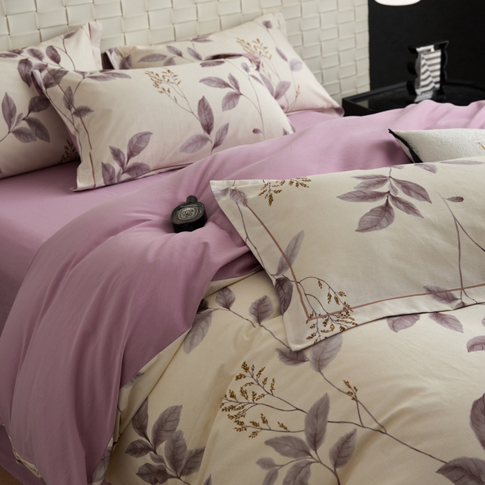 91家纺网 家纺一手货源 找家纺 2025新款全棉加厚生态磨毛印花四件套-基础款 叶咏紫