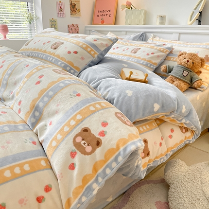 91家纺网 家纺一手货源 找家纺 （总）2024新款200g加厚防静电牛奶绒小清新四件套