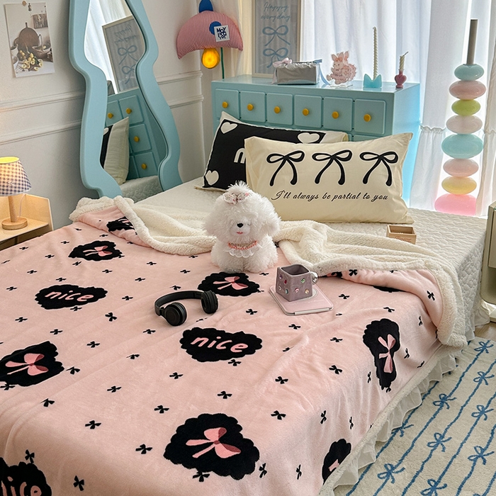 91家纺网 家纺一手货源 找家纺 昔可家纺 2024新款羊羔绒牛奶绒毛毯系列（三）-ins小清新系列 蕾系少女