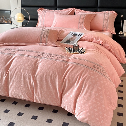 91家纺网 家纺一手货源 找家纺 （总）金牛座家纺 2025新款婴儿绒刺绣提花四件套凯艺系列四件套