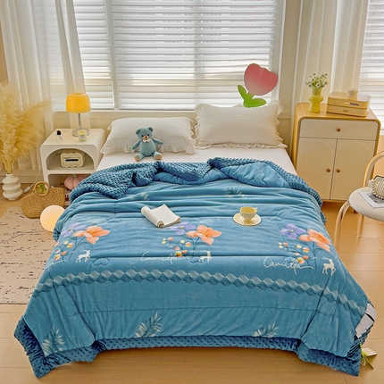 91家纺网 家纺一手货源 找家纺 总 宜梦家居【需要买家秀请联系老板】 2025新款婴儿牛奶豆豆双面绒春秋被子冬被芯大豆被