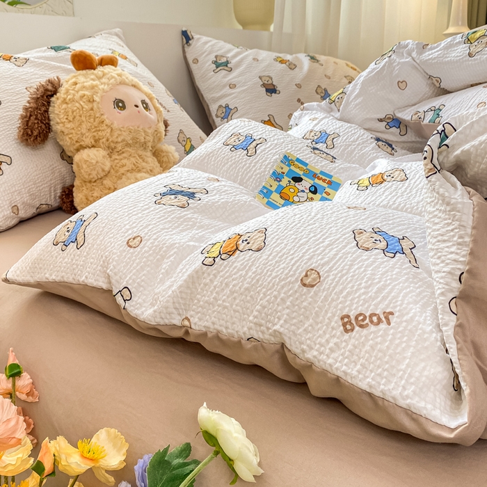 91家纺网 家纺一手货源 找家纺 悦织湾家纺 2025新款轻奢北欧风小清新印花水洗棉四件套 好朋友