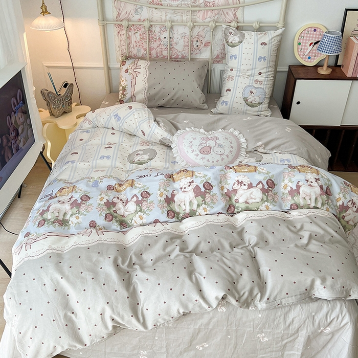 91家纺网 家纺一手货源 找家纺 昔可 2024新款13070全棉四件套系列（第三批） 昭和小羊