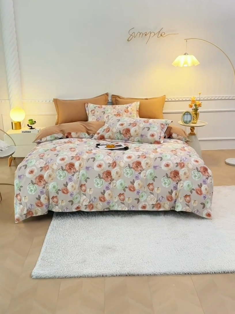 91家纺网 家纺一手货源 找家纺 （总）优尚家纺 2025新款全棉磨毛纯棉喷气印花清新轻奢款四件套