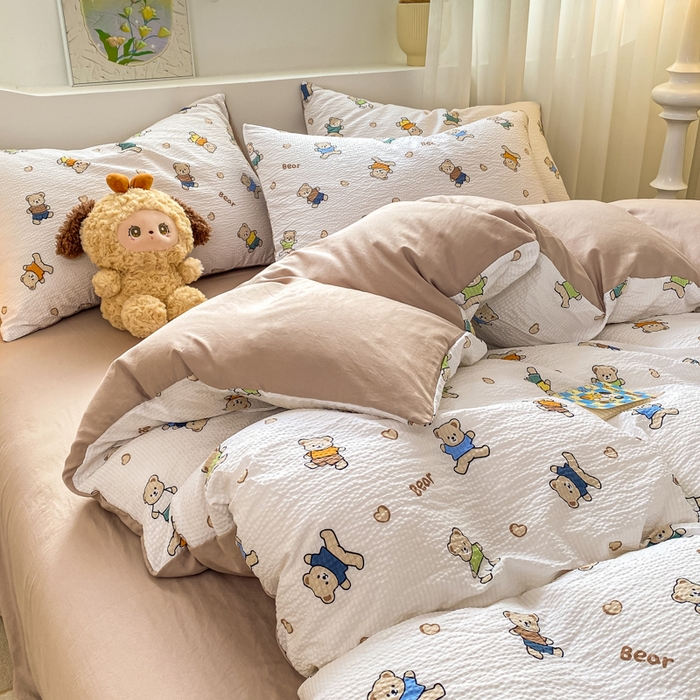 91家纺网 家纺一手货源 找家纺 悦织湾家纺 2025新款轻奢北欧风小清新印花水洗棉四件套 好朋友