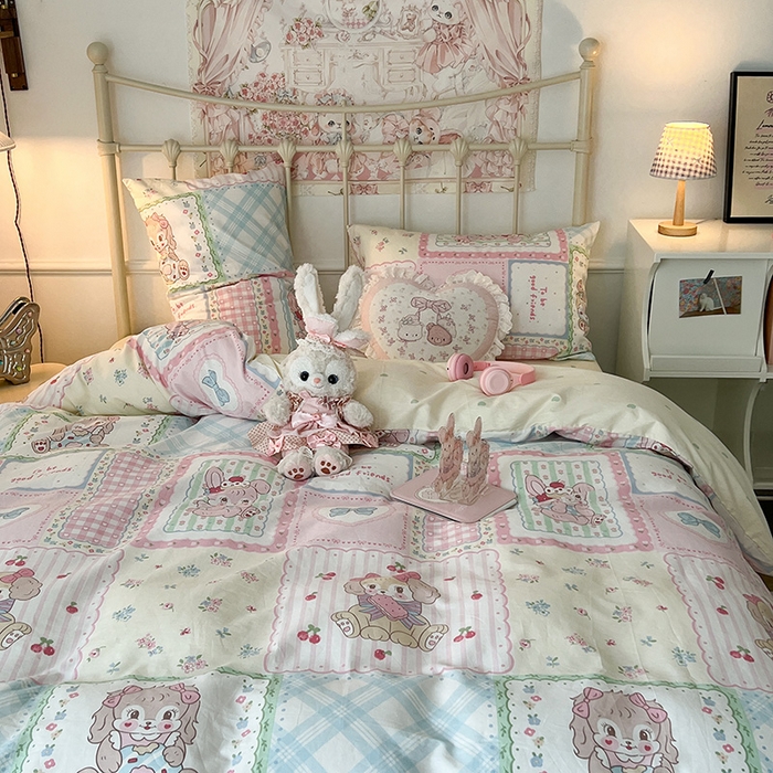 91家纺网 家纺一手货源 找家纺 昔可 2024新款13070全棉四件套系列（第三批） 饼饼小兔