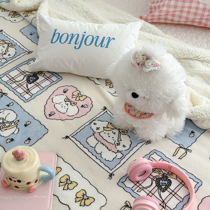 91家纺网 家纺一手货源 找家纺 昔可家纺 2024新款羊羔绒牛奶绒毛毯系列（三）-卡通系列 泡芙卷卷