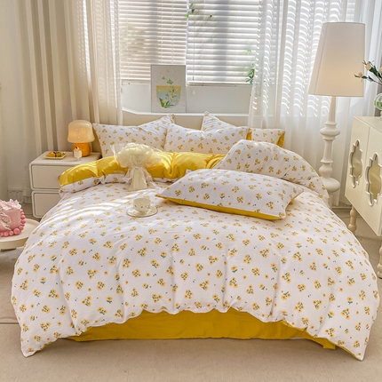 91家纺网 家纺一手货源 找家纺 （总）悦织湾家纺 2025新款轻奢北欧风小清新印花水洗棉四件套