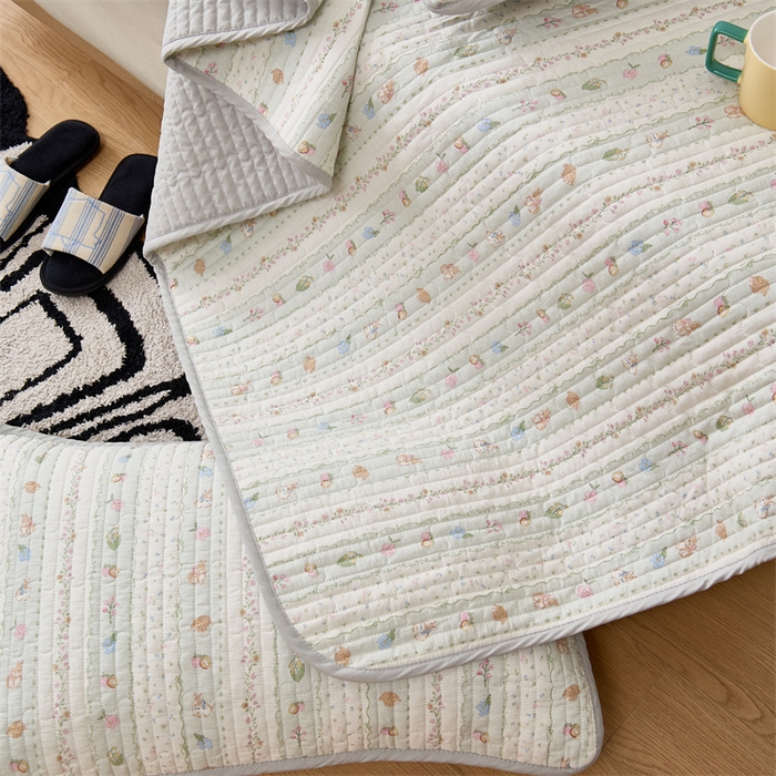 91家纺网 家纺一手货源 找家纺 美优兰 2025春款全棉单面高温砂洗床盖 潘多拉