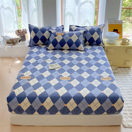 91家纺网 家纺一手货源 找家纺 凯儿家纺  2024新款加厚高克重印花系列单床笠 英伦时光