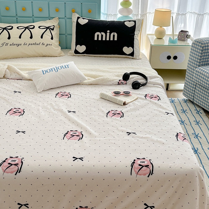 91家纺网 家纺一手货源 找家纺 昔可家纺 2024新款羊羔绒牛奶绒毛毯系列（三）-ins小清新系列 芭蕾蛋糕