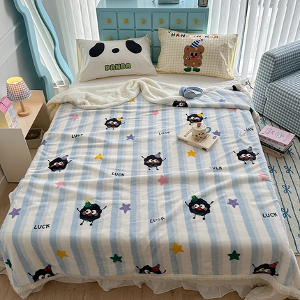昔可家纺 2024新款羊羔绒牛奶绒毛毯系列（三）-卡通系列 星星小黑球