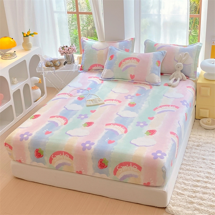 91家纺网 家纺一手货源 找家纺 凯儿家纺  2024新款加厚高克重印花系列单床笠 云间光彩