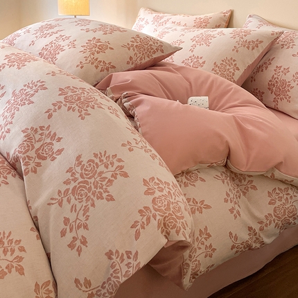 91家纺网 家纺一手货源 找家纺 （总）蓝邻家纺 2025新款色织三层纱磨毛四件套系列