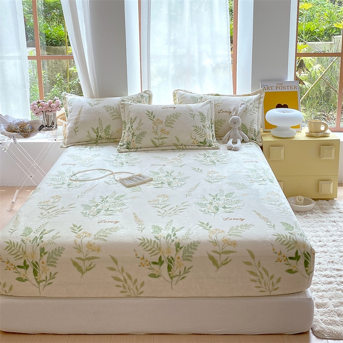 91家纺网 家纺一手货源 找家纺 凯儿家纺  2024新款加厚高克重印花系列单床笠 花叶漫舞