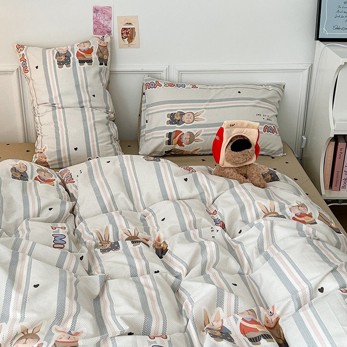 91家纺网 家纺一手货源 找家纺 昔可 2024新款13070全棉四件套系列（第三批） 三只小兔
