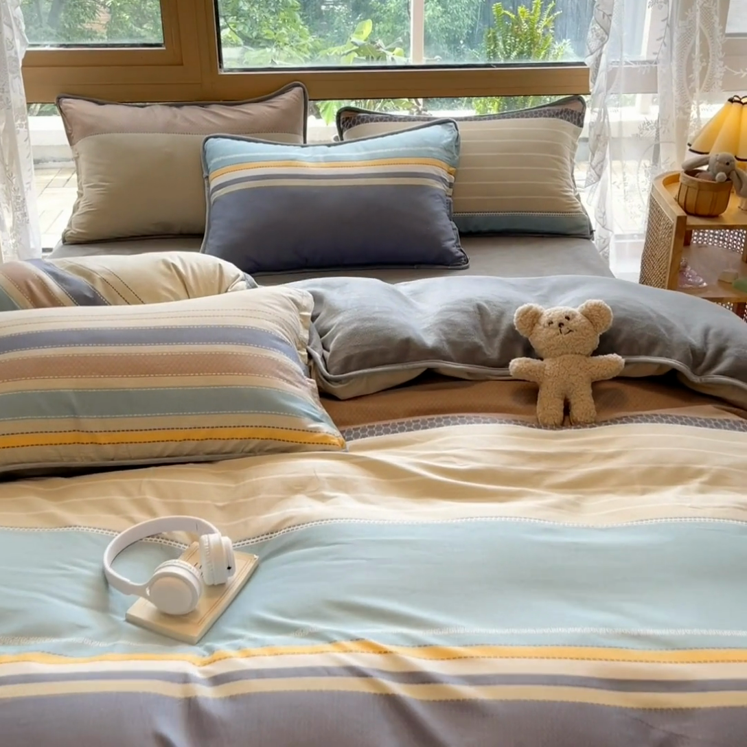 91家纺网 家纺一手货源 找家纺 红粉佳人 2025新款棉加绒印花四件套 莫兰迪