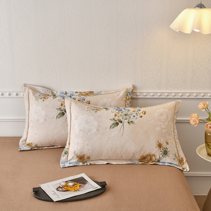 91家纺网 家纺一手货源 找家纺 优尚家纺 2025新款全棉磨毛纯棉喷气印花清新轻奢款四件套 轻奢款-雅韵金蕊