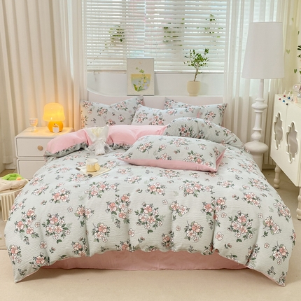 91家纺网 家纺一手货源 找家纺 （总）悦织湾家纺 2025新款轻奢北欧风小清新印花水洗棉四件套