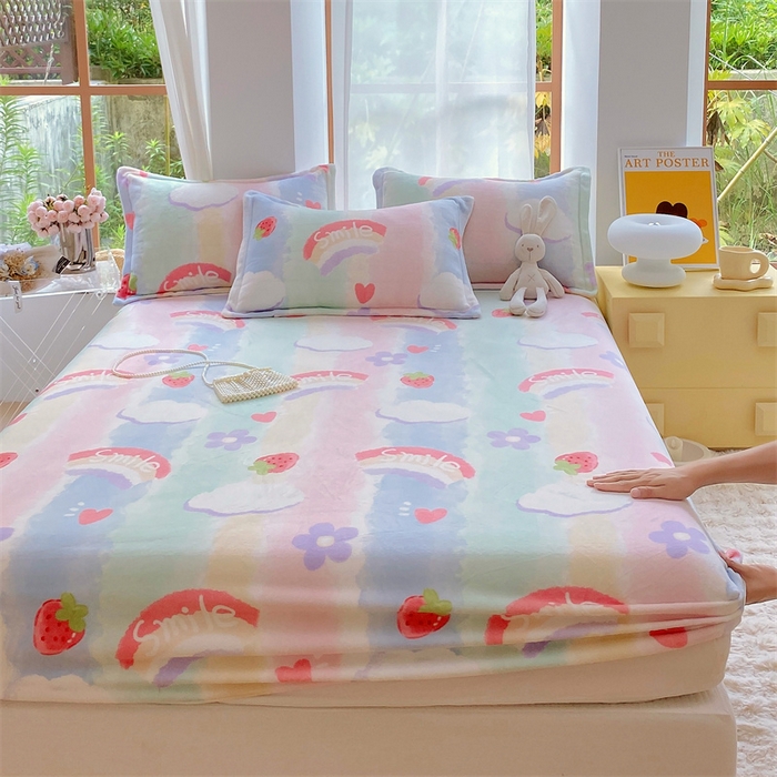 91家纺网 家纺一手货源 找家纺 凯儿家纺  2024新款加厚高克重印花系列单床笠 云间光彩