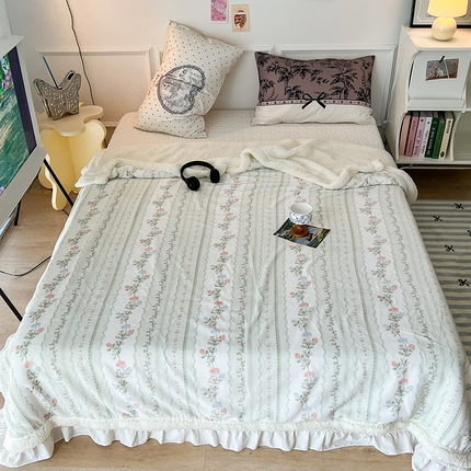 91家纺网 家纺一手货源 找家纺 昔可家纺 2024新款羊羔绒牛奶绒毛毯系列（三）-ins小清新系列 琉璃花语