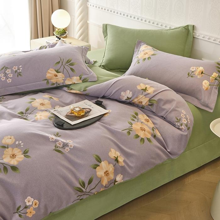 91家纺网 家纺一手货源 找家纺 优尚家纺 2025新款全棉磨毛纯棉喷气印花清新轻奢款四件套 轻奢款-幽香雅韵