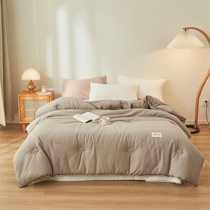 2024新款b类纯棉华夫格提花100%新疆棉花冬被 风格一 华夫格棉花被-浅灰