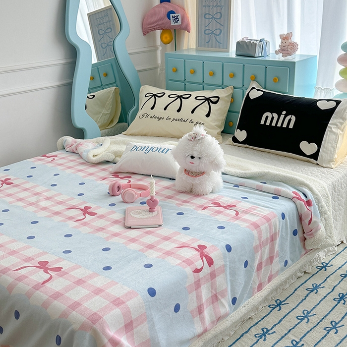 91家纺网 家纺一手货源 找家纺 昔可家纺 2024新款羊羔绒牛奶绒毛毯系列（三）-ins小清新系列 芭蕾美学