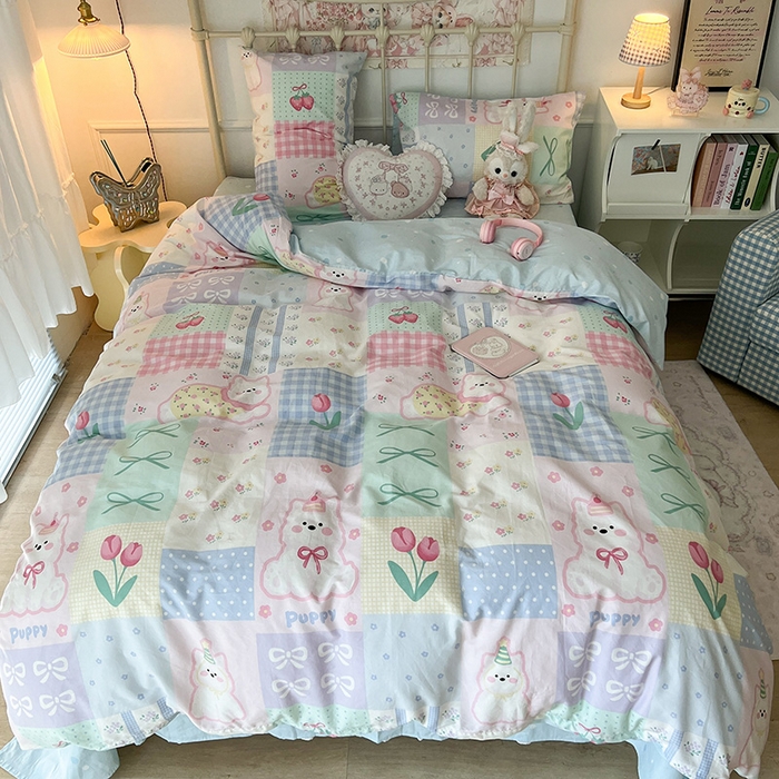 91家纺网 家纺一手货源 找家纺 昔可 2024新款13070全棉四件套系列（第三批） 甜心奶狗