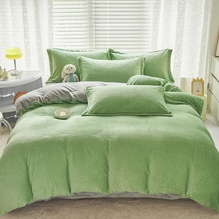 91家纺网 家纺一手货源 找家纺 【91特价】慕晨 加厚牛奶绒纯色拼色四件套（花型随机发货）