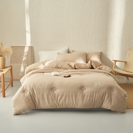 2024新款b类无印风100%新疆棉花冬被被子被芯 无印风-奶咖格