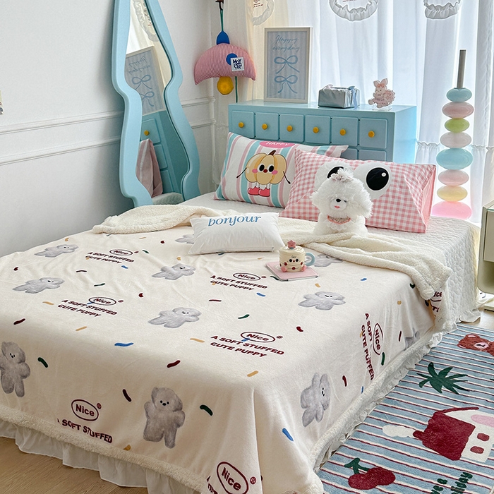 91家纺网 家纺一手货源 找家纺 昔可家纺 2024新款羊羔绒牛奶绒毛毯系列（三）-卡通系列 朱古力小灰熊