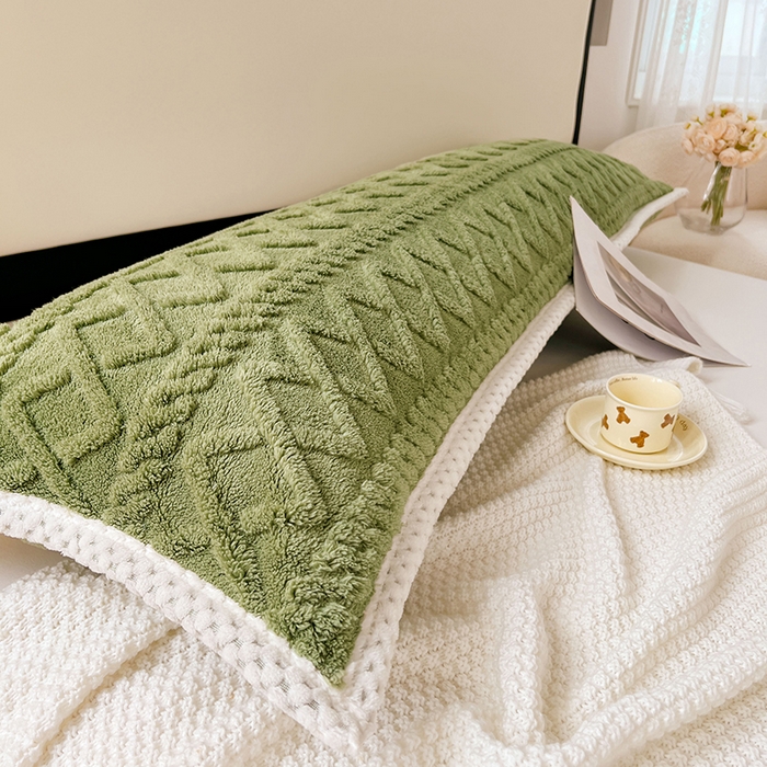 91家纺网 家纺一手货源 找家纺 梦舒羽 2025新款220克高克重塔芙绒枕套1.8m枕芯套情侣1.5枕头套 茶绿色