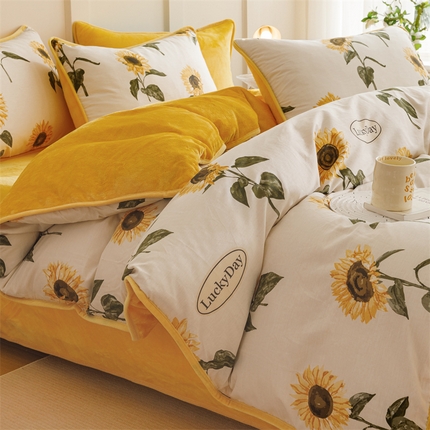 91家纺网 家纺一手货源 找家纺 (总）红粉佳人 2025新款棉加绒印花四件套