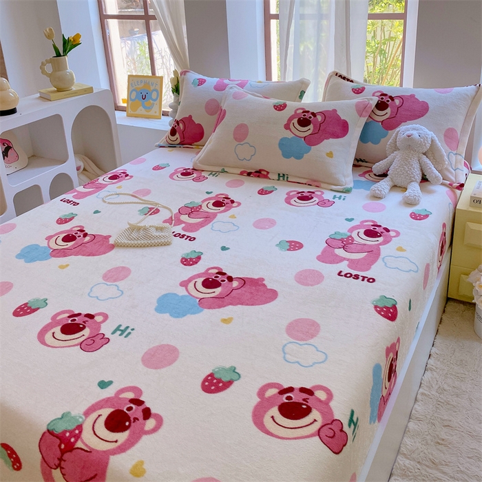 91家纺网 家纺一手货源 找家纺 凯儿家纺  2024新款加厚高克重印花系列单床笠 萌萌熊宝