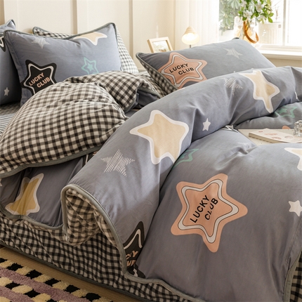 91家纺网 家纺一手货源 找家纺 （总）红粉佳人 2025新款棉加绒印花单被套