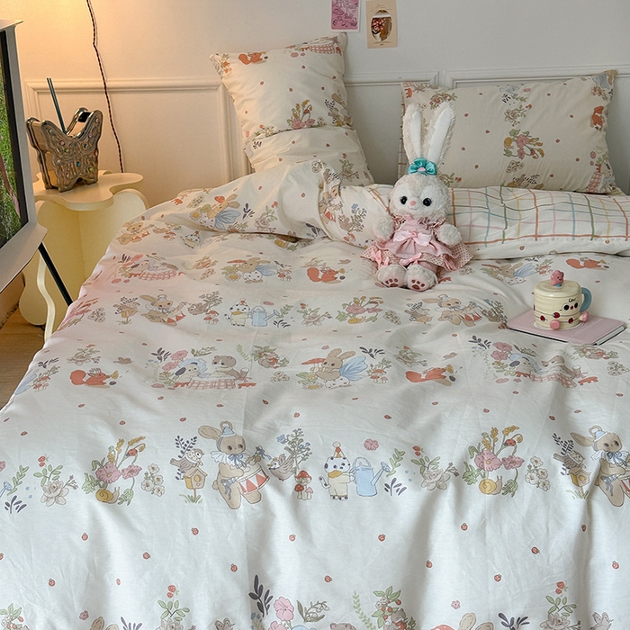 91家纺网 家纺一手货源 找家纺 昔可 2024新款13070全棉四件套系列（第三批） 小兔派对