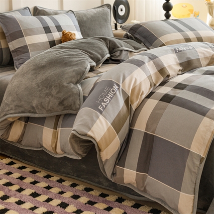 91家纺网 家纺一手货源 找家纺 (总）红粉佳人 2025新款棉加绒印花四件套