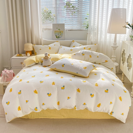 91家纺网 家纺一手货源 找家纺 （总）悦织湾家纺 2025新款轻奢北欧风小清新印花水洗棉四件套