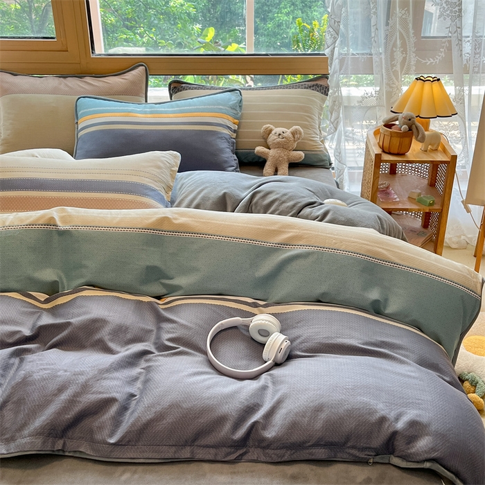 91家纺网 家纺一手货源 找家纺 红粉佳人 2025新款棉加绒印花四件套 莫兰迪