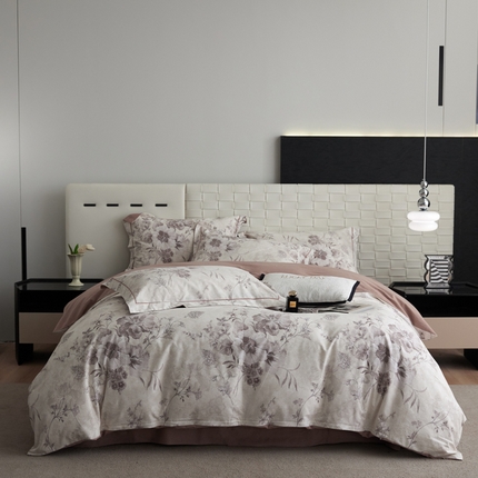 91家纺网 家纺一手货源 找家纺 2025新款全棉加厚生态磨毛印花四件套-基础款 远黛灰