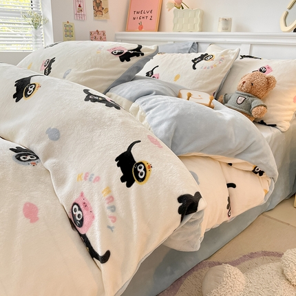 91家纺网 家纺一手货源 找家纺 （总）2024新款200g加厚防静电牛奶绒小清新四件套