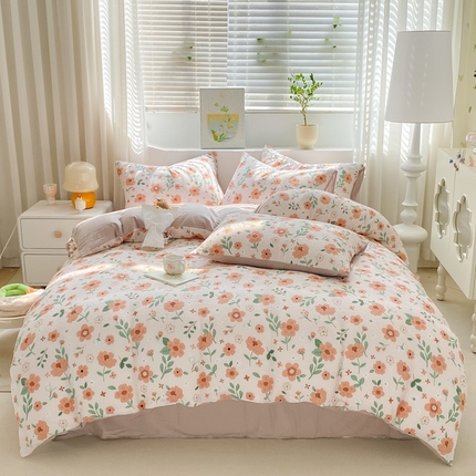 91家纺网 家纺一手货源 找家纺 （总）悦织湾家纺 2025新款轻奢北欧风小清新印花水洗棉四件套