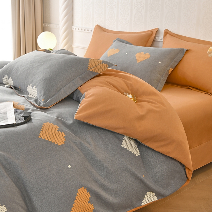 91家纺网 家纺一手货源 找家纺 优尚家纺 2025新款全棉磨毛纯棉喷气印花清新轻奢款四件套 轻奢款-暮色心绘